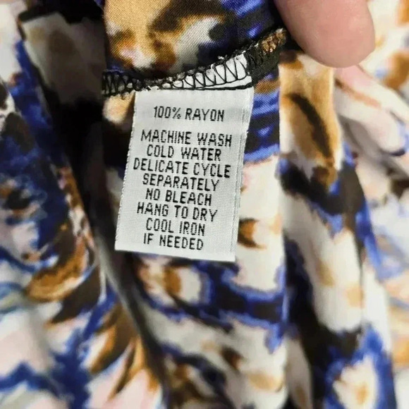 Mishca Womens L Tie Dye Animal Print Long Sleeve Tunic Top Button Up Pockets - Picture 7 of 8